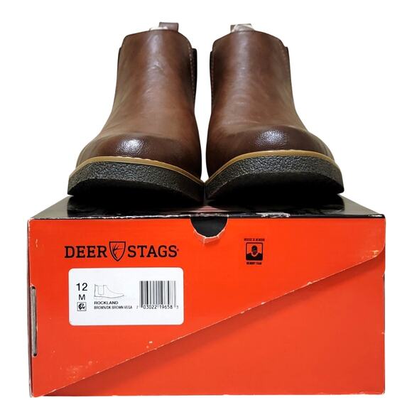 Deer Stags Men Rockland Chelsea Ankle Boots Size US 12M Brown Vegan Leather - Picture 4 of 4